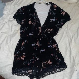 Black floral romper